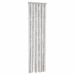 Cortina anti-insetos 56x185 cm chenille cinzento e branco