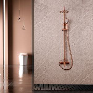 Conjunto chuveiro monocomando roma ouro rosa escovado-imex