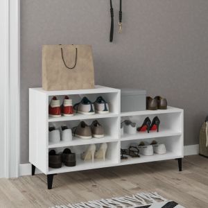 Sapateira 102x36x60 cm derivados de madeira branco brilhante ptxt3767