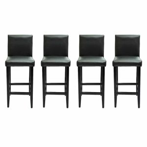 vidaXL taburetes de cocina 4 unidades cuero artificial negro