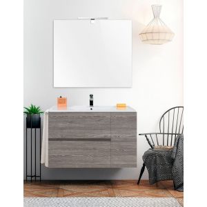 Móvel de banho itaca com lavatório e espelho oak smoky 80x40cm