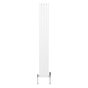Radiador de coluna oval 1800 x 240mm e válvulas cromadas trv | branco