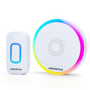 Aigostar campainha sem fio rgb, ip55, 0-120db, 60 melodias, para idosos