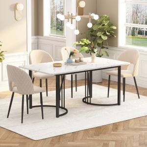 Mesa de jantar mármore branco para cozinha 75x140x80cm