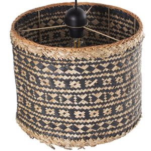 Luminária de teto em rattan natural, preta, 1x27 cm, máx. 40 w
