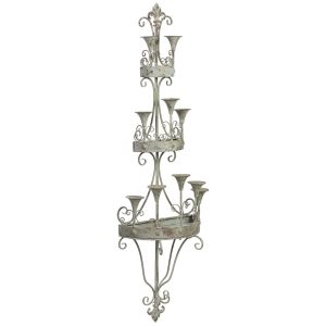 Candeeiro de parede em madeira e metal cinza envelhecido 43,5x21x142cm