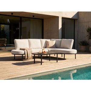 Sofá de jardim com mesa 4 lugares pollina metal preto
