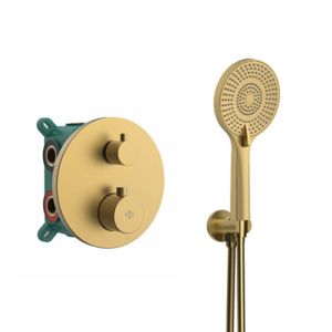 Conjunto empotrar 2/3 fun. Termostatico round oro - gme