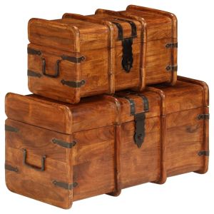 vidaXL juego de cofres 2 piezas madera maciza de acacia acabado miel