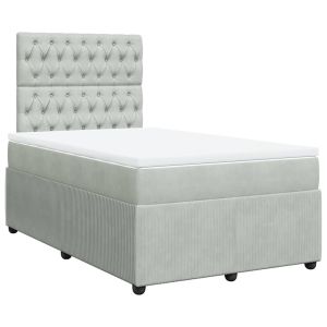 vidaXL cama box spring con colchón terciopelo gris claro 120x200 cm