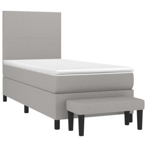 vidaXL cama box spring con colchón tela gris claro 100x200 cm