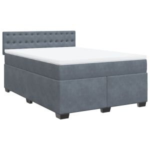 vidaXL cama box spring con colchón terciopelo gris oscuro 160x200 cm