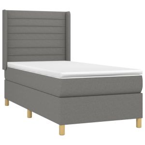 vidaXL cama box spring con colchón tela gris oscuro 90x200 cm