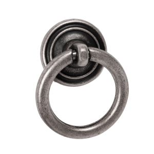 Puxador anel prata envelhecida 32mm, lote de 36