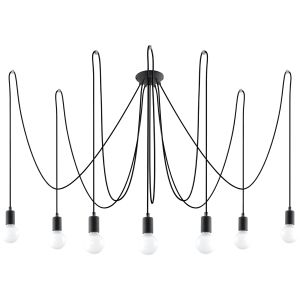 Candelabro edison 7 preto tecido/aço 300x150x300cm