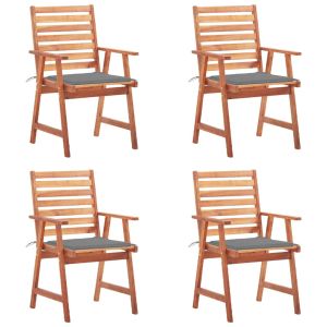 Cadeiras de jantar p/ jardim 4 pcs c/ almofadões acácia maciça