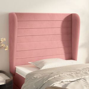 Cabeceira cama c/ abas veludo 103x23x118/128 cm rosa ptob4898