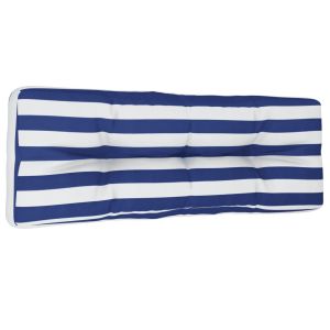 Almofadão para sofá de paletes 120x40x12 cm tecido azul/branco