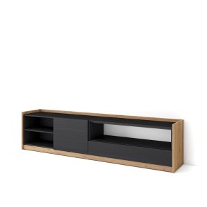 Móvel de tv, 207x37x50cm, preto e carvalho rf4402
