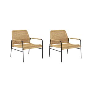 Conjunto de 2 cadeiras de jardim prasimo rattan sintético natural
