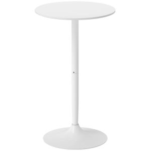 Mesa de bar redonda ø60x102 cm mdf e aço color blanco Homcom, casa - mesas