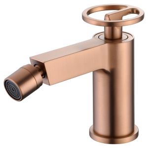 Misturador monocomando para bidê em latão com acabamento ouro rosa 139 mm a