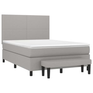 vidaXL cama box spring con colchón tela gris claro 140x200 cm