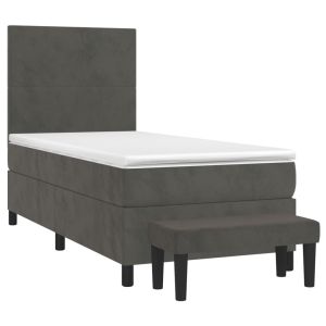 vidaXL cama box spring con colchón terciopelo gris oscuro 90x190 cm