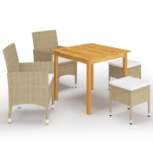 vidaXL juego de comedor de jardín de 5 piezas beige