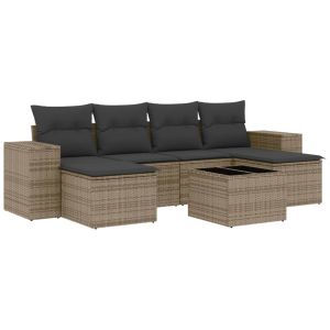 vidaXL set de sofás de jardín 7 piezas con cojines ratán pe gris