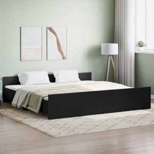 Cama c/ painéis cabeceira e pés 200x200 cm preto