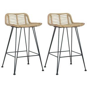 vidaXL taburetes de cocina 2 unidades ratán natural