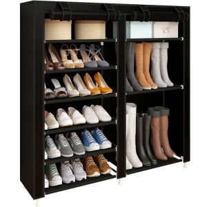 Sapateira em tecido para sapatos e botas nyana home 110x120x30 cm preto