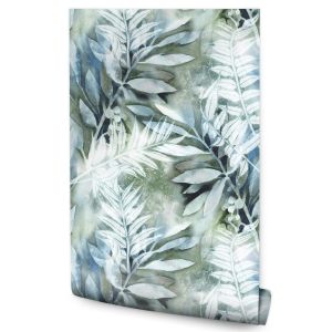 Papel de parede para o quarto leaves plantas de aquarela decoração moderna