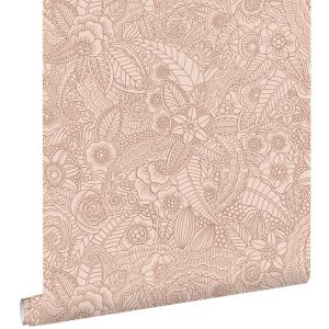 Estahome papel de parede desenho a caneta de flores 53 cm x 10.05 m 139548