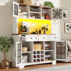 Armário alto para cozinha com adega branco 180x120x40cm