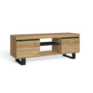 Suporte de tv, carvalho e preto, 140x40x53cm