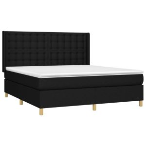 vidaXL cama box spring con colchón tela negro 160x200 cm