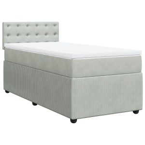 vidaXL cama box spring con colchón terciopelo gris claro 100x200 cm