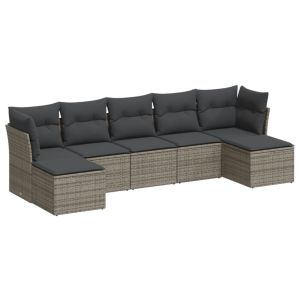 vidaXL set de sofás de jardín 7 piezas con cojines ratán pe gris