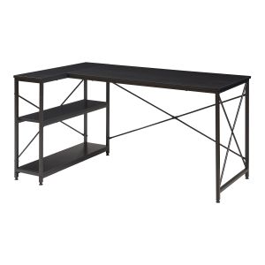 Secretária Raundsvalt em forma de l 137x88x75 cm preto [en.casa]