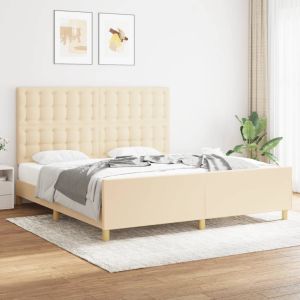 Cama em tecido cor creme 180x200 cm