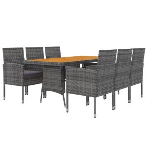 Idaxl juego de comedor de jardín 7 piezas ratán sintético gris