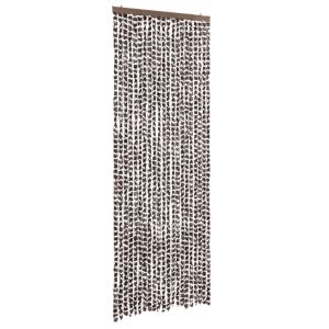 Cortina anti-insetos 90x200 cm chenille castanho e branco