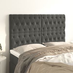 Cabeceira de cama 4 pcs veludo 80x7x78/88 cm cinzento-escuro