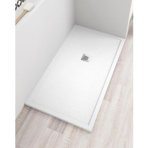 Base de duche com borda de válvula e grelha | branco | 80 x 130 cm
