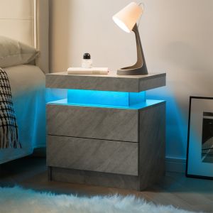 Mesa de cabeceira com luz regulável cinzento escuro