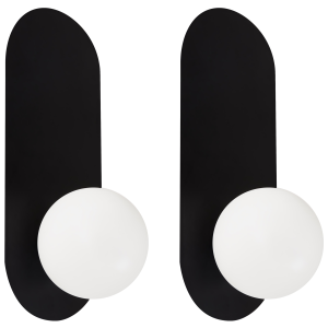 Conjunto de 2 candeeiros de parede leisi preto