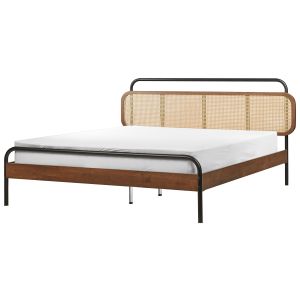 Cama rattan boussicourt 160 x 200 cm castanho escuro