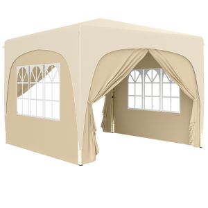 Tenda dobrável 300x300x273 cm metal e tecido oxford color marrón Outsunny